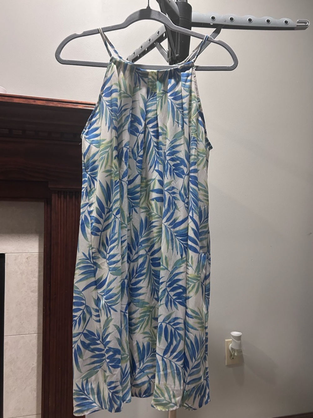 Siren Lily Blue & Green Leaf-Print Halter Midi Dress